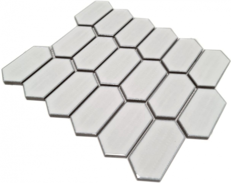 Piastrella di mosaico dipinta a mano mosaico ceramico esagonale bianco lucido backsplash cucina MOS11J-471_m