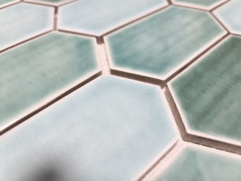 Piastrella di mosaico esagonale in ceramica verde bosco lucido parete cucina bagno backsplash WC - MOS11J-475