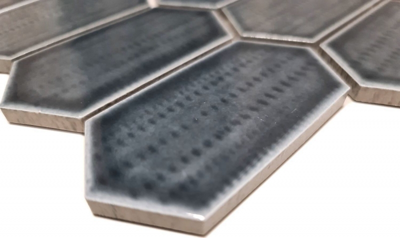 Piastrella di ceramica mosaico esagonale nero lucido cucina alzatina bagno MOS11J-479_f