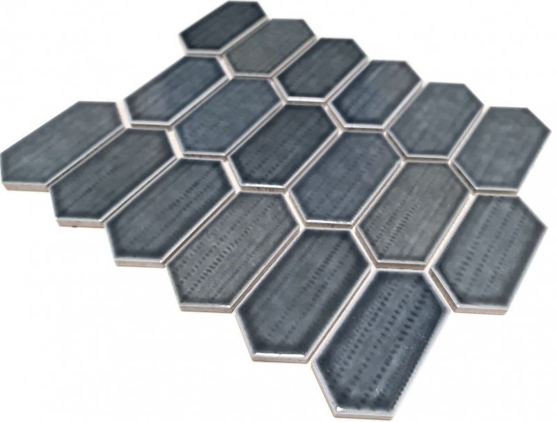 Piastrella di ceramica mosaico esagonale nero lucido cucina alzatina bagno MOS11J-479_f