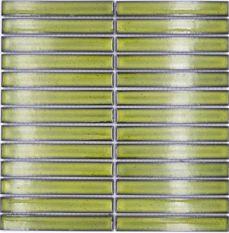 Mosaico a mano piastrelle in ceramica mosaico aste verde chiaro macchiato lucido parete cucina bagno MOS24-CS16_m