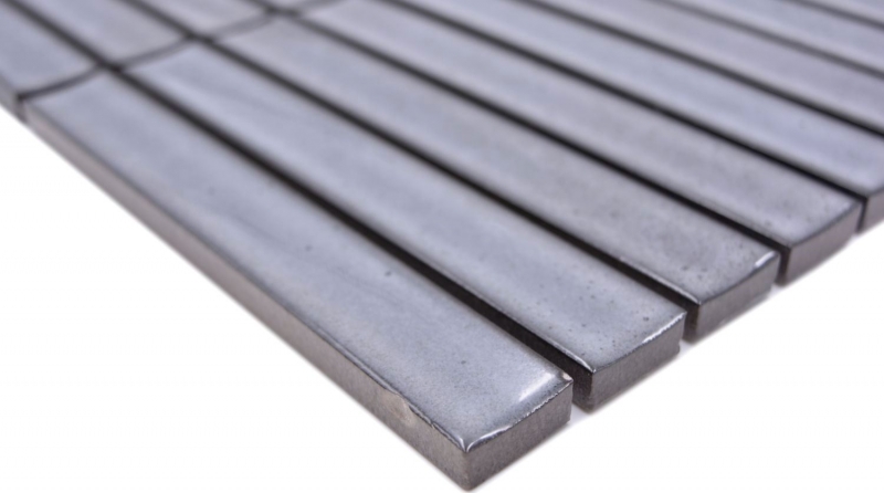Mosaico Rod in ceramica grigio screziato lucido per bagno MOS24-CS26