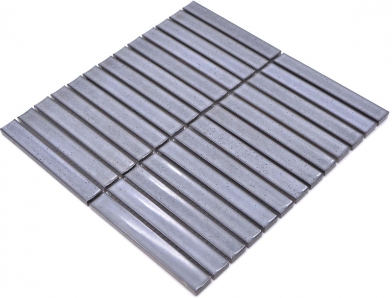 Mosaico Rod in ceramica grigio screziato lucido per bagno MOS24-CS26