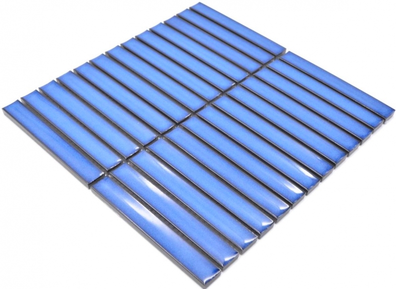 Piastrella di mosaico in ceramica aste blu screziate lucide per cucina backsplash MOS24-CS46_f