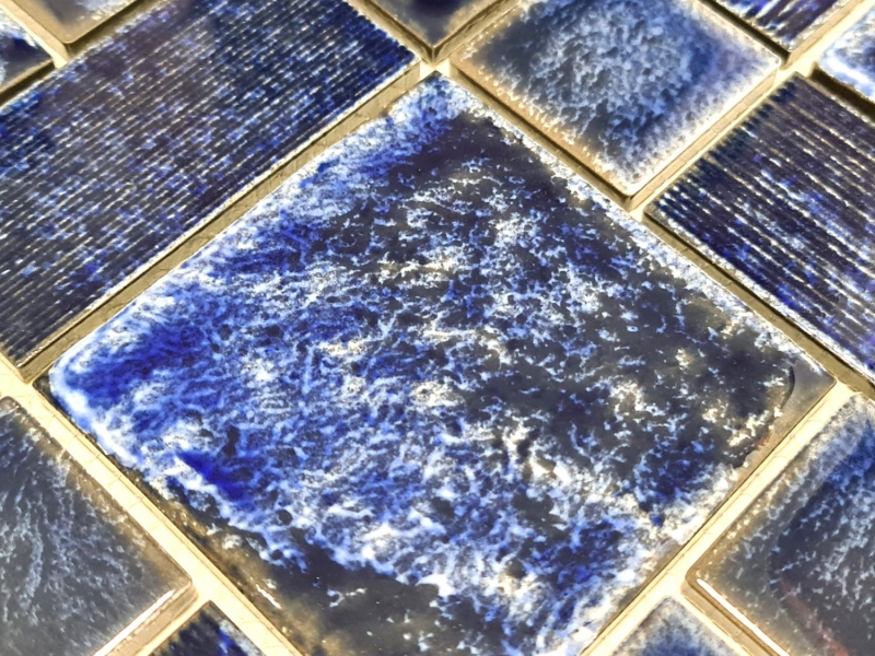 Piastrella di mosaico dipinta a mano ceramica mosaico combinazione blu lucido bagno doccia parete MOS13-KAS2_m