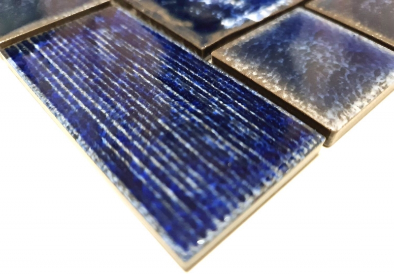 Piastrella di mosaico dipinta a mano ceramica mosaico combinazione blu lucido bagno doccia parete MOS13-KAS2_m