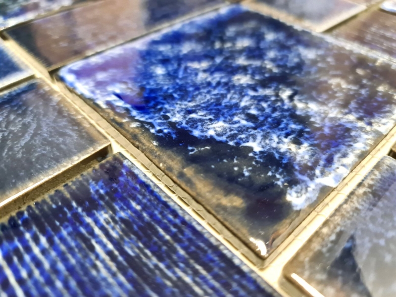 Piastrella di mosaico dipinta a mano ceramica mosaico combinazione blu lucido bagno doccia parete MOS13-KAS2_m