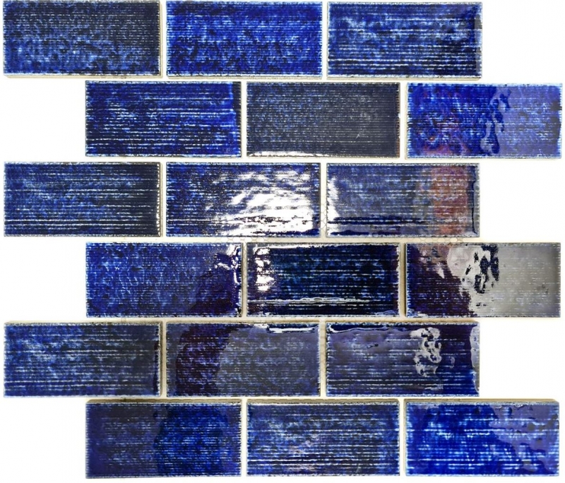 Mosaico piastrella ceramica mosaico composito blu lucido bagno cucina parete MOS26-KAS6_f