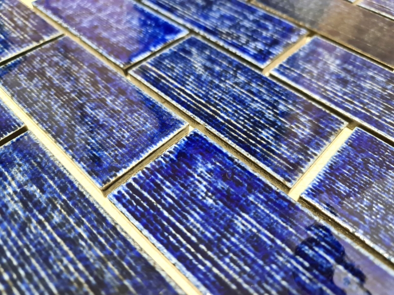 Mosaico piastrella ceramica mosaico composito blu lucido bagno cucina parete MOS26-KAS6_f