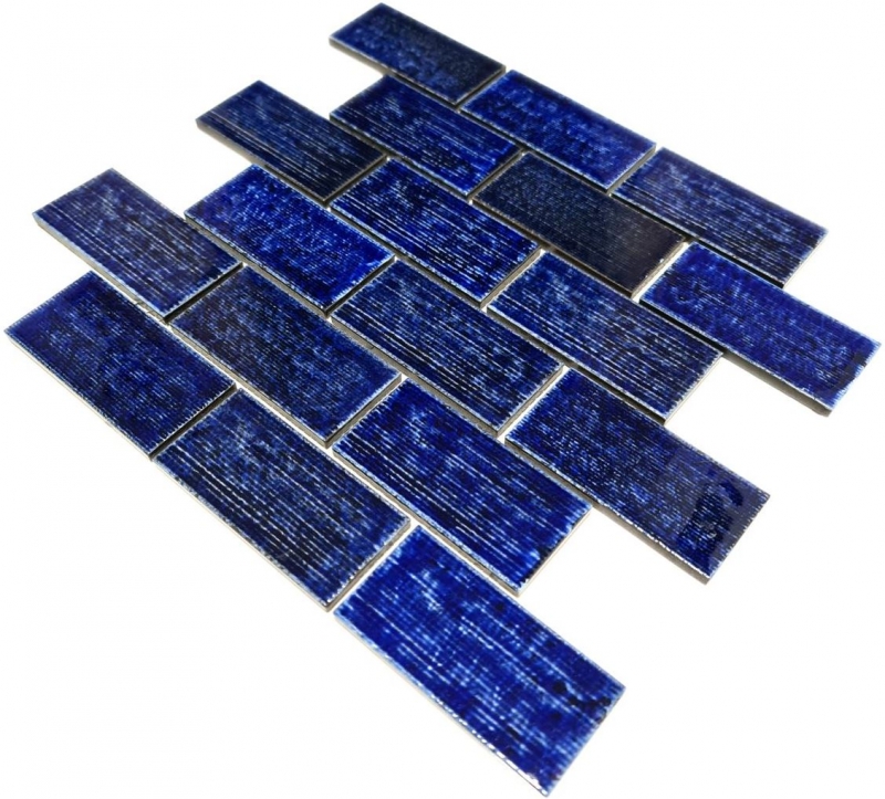 Mosaico piastrella ceramica mosaico composito blu lucido bagno cucina parete MOS26-KAS6_f