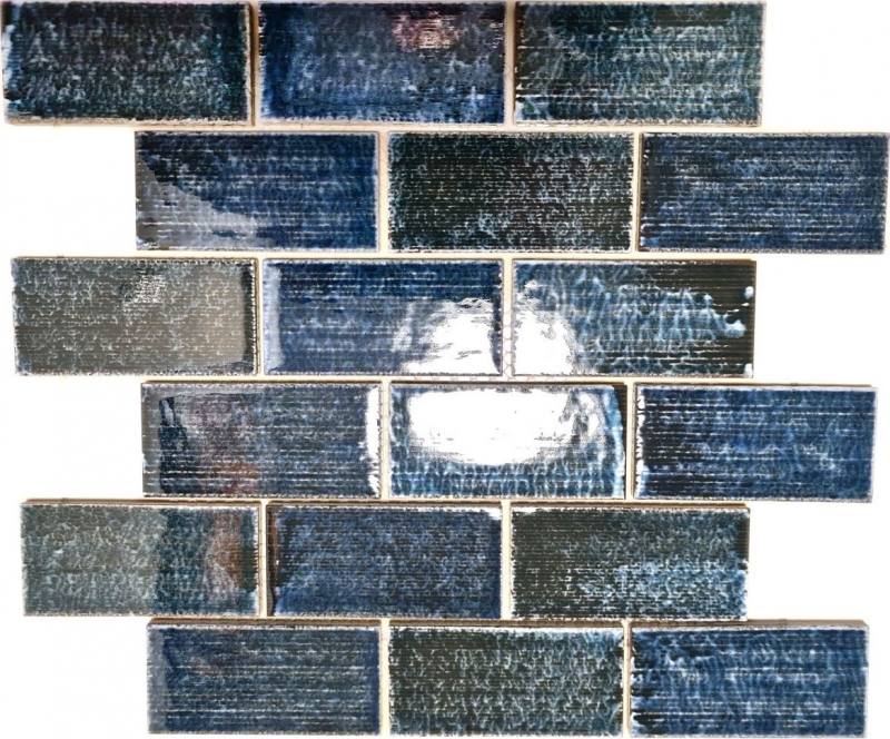 Piastrella di mosaico usato look vintage blu verde lucido retro ceramica - MOS26-KAS8