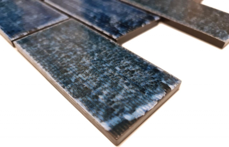 Piastrella di mosaico usato look vintage blu verde lucido retro ceramica - MOS26-KAS8