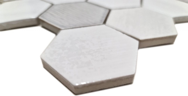 MOS11K-SAN1_m piastrelle di ceramica a mosaico esagonale bianco lucido per cucina e bagno