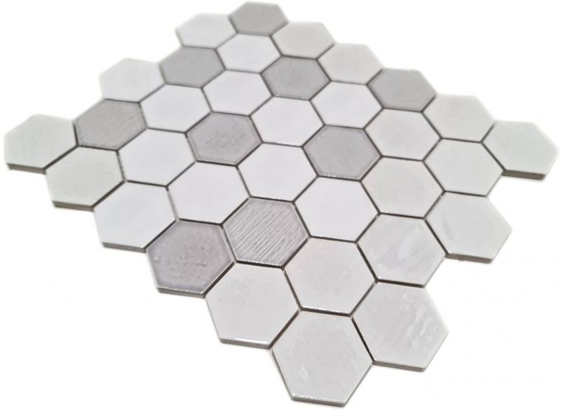 MOS11K-SAN1_m piastrelle di ceramica a mosaico esagonale bianco lucido per cucina e bagno