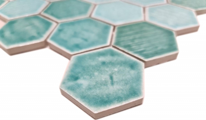 Piastrella di mosaico esagonale in ceramica verde bosco lucido backsplash doccia parete cucina bagno - MOS11K-SAN5