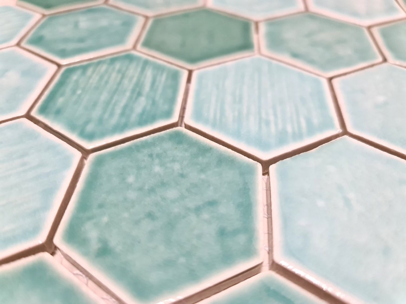 Piastrella di mosaico in ceramica esagonale verde lucido specchio doccia MOS11K-SAN5_f
