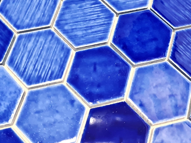 Piastrella mosaico ceramica esagonale blu lucido cucina parete bagno MOS11K-SAN7_f