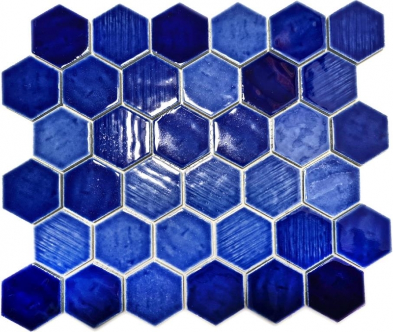 Piastrella mosaico ceramica esagonale blu lucido cucina parete bagno MOS11K-SAN7_f