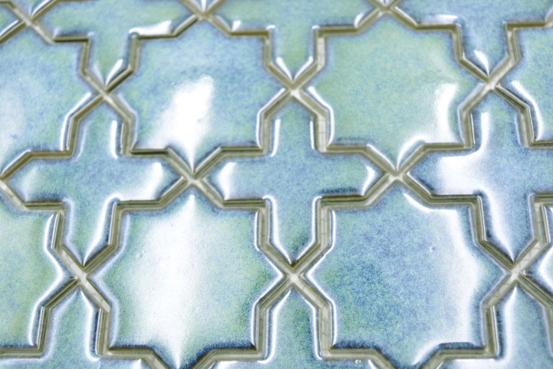 Piastrella di mosaico dipinta a mano in ceramica mosaico misto verde lucido cucina alzatina bagno MOS13-SXS10_m