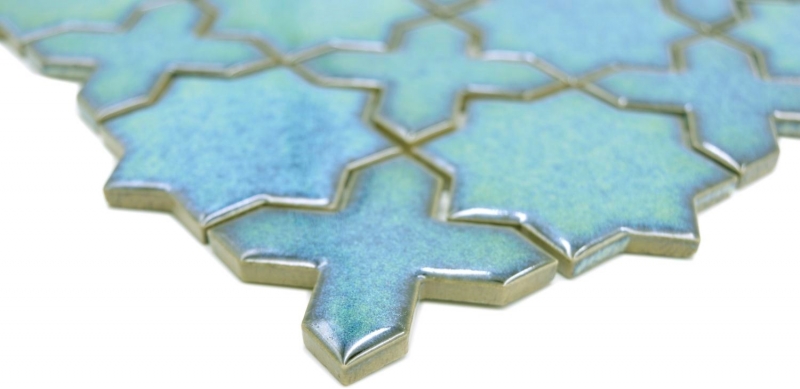 Piastrella di mosaico dipinta a mano in ceramica mosaico misto verde lucido cucina alzatina bagno MOS13-SXS10_m