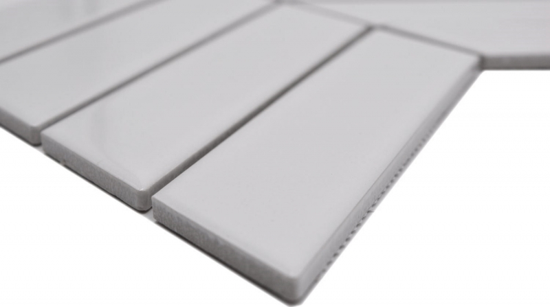 Piastrella mosaico ceramica spina di pesce mix bianco lucido opaco backsplash bagno MOS24-CHEV11_f