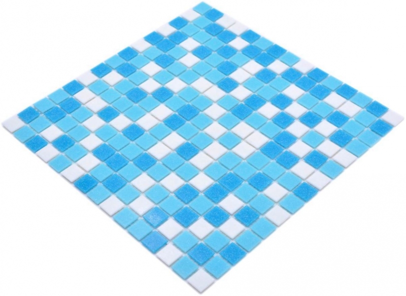 Mosaico di vetro tessere di mosaico bianco blu piscina mosaico piscina MOS210-323P