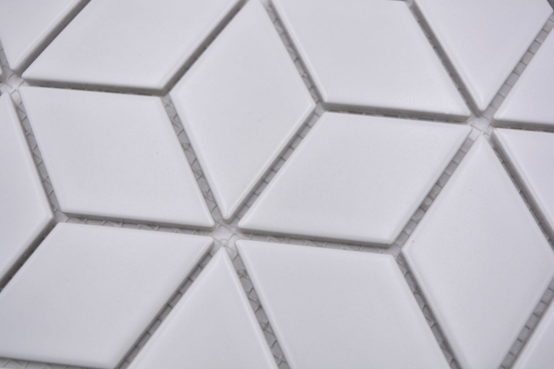 Mosaico a cubetti in ceramica vintage retro 3D uni bianco opaco backsplash cucina - MOS13-POV4
