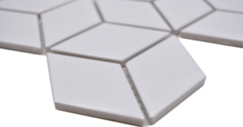 Mosaico a cubetti in ceramica vintage retro 3D uni bianco opaco backsplash cucina - MOS13-POV4