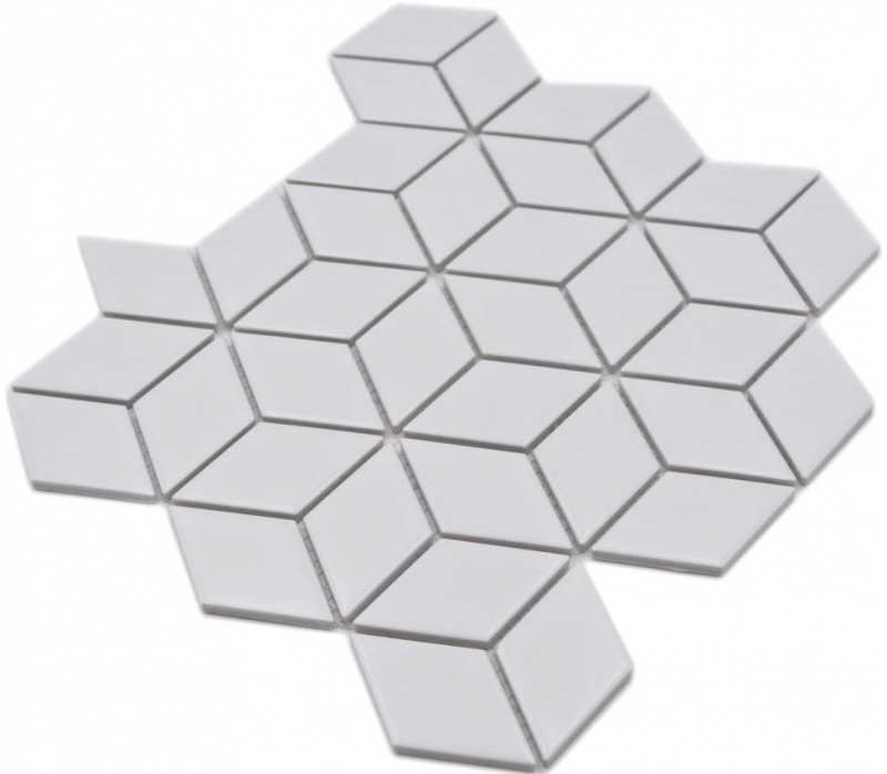 Mosaico a cubetti in ceramica vintage retro 3D uni bianco opaco backsplash cucina - MOS13-POV4