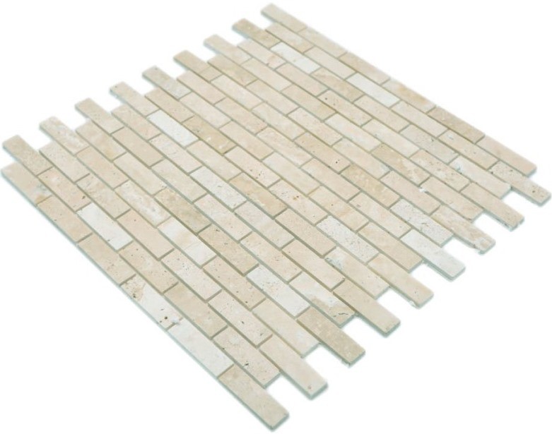 Piastrella di mosaico Mosaico autoadesivo composito in pietra naturale travertino beige MOS200-4M92