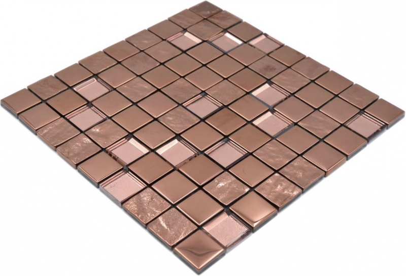 Piastrella di vetro a mosaico in bronzo galvanizzato aspetto rame parete cucina MOS88-XCBR1