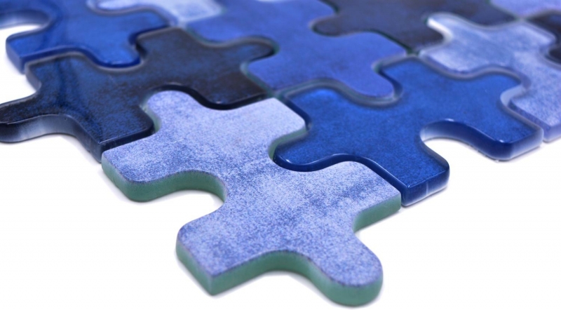 Mosaico di vetro a tessere puzzle blu azzurro pastello per cucina MOS88-PT01
