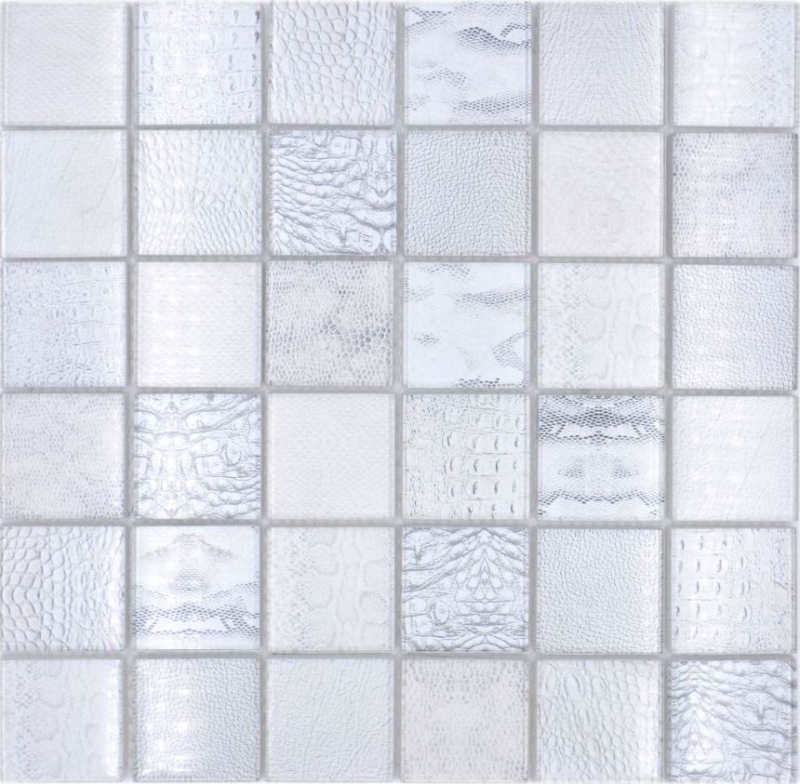 Piastrella in vetro mosaico Africa struttura bianca alzatina cucina MOS78-W18