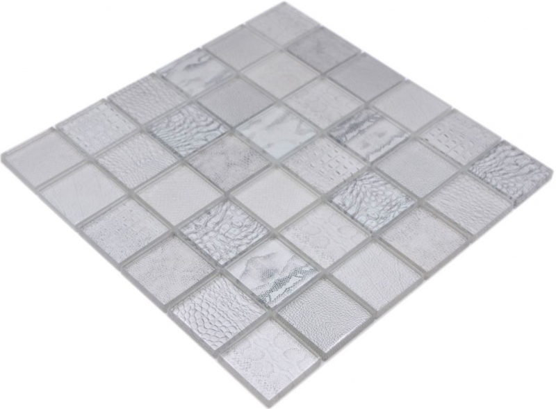 Piastrella in vetro mosaico Africa struttura bianca alzatina cucina MOS78-W18