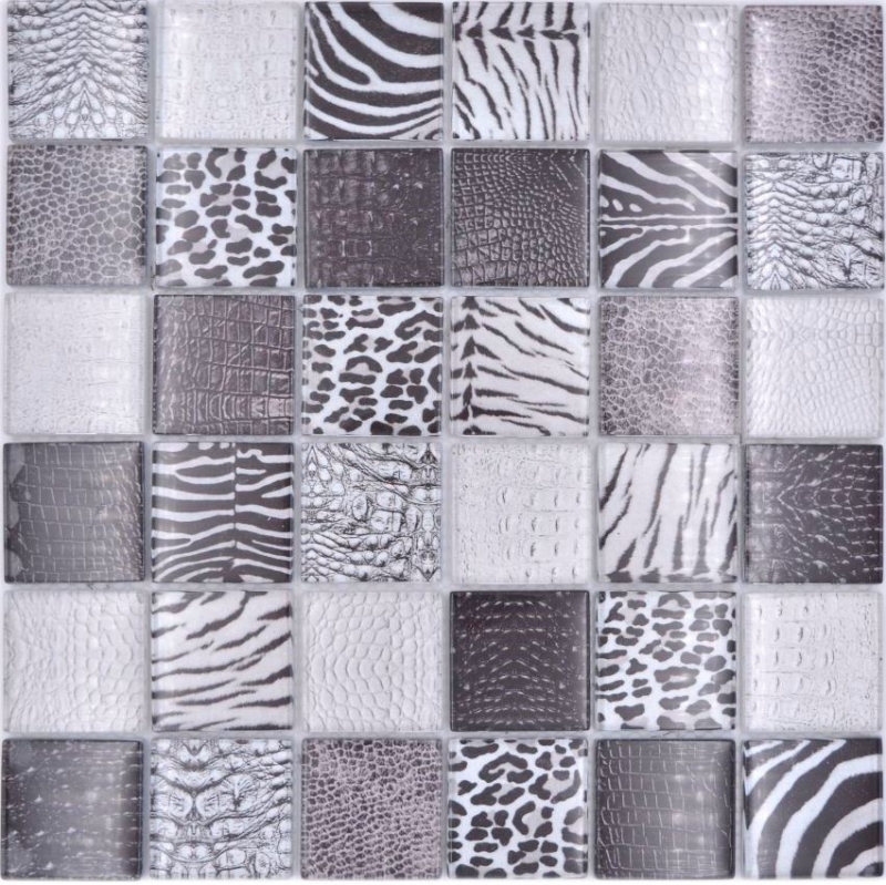 Mosaico di vetro piastrelle zebra nero parete bagno cucina MOS78-W28
