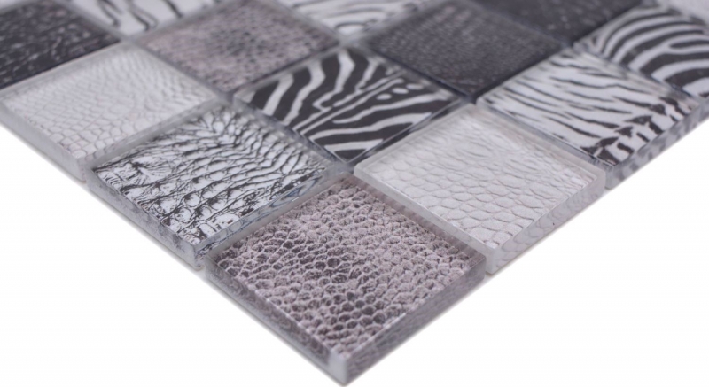 Mosaico di vetro piastrelle zebra nero parete bagno cucina MOS78-W28