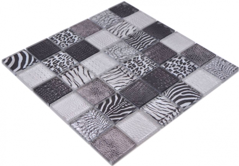 Mosaico di vetro piastrelle zebra nero parete bagno cucina MOS78-W28