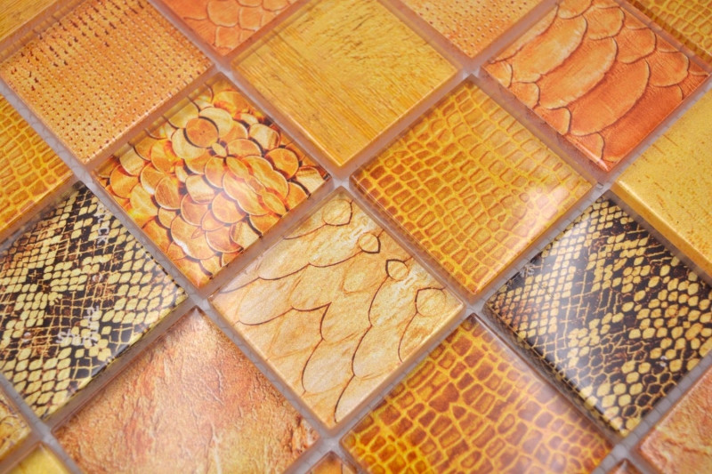 Mosaico di vetro mosaico piastrelle Snake arancione cucina bagno parete MOS78-W48