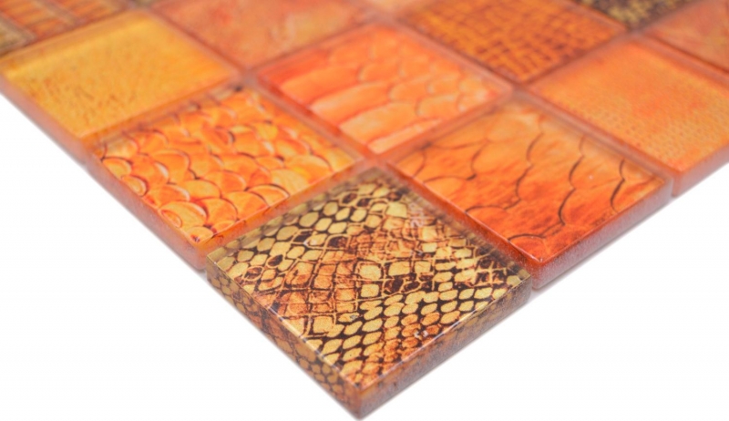 Mosaico di vetro mosaico piastrelle Snake arancione cucina bagno parete MOS78-W48