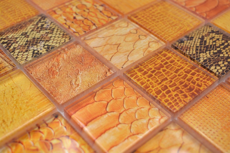 Mosaico di vetro mosaico piastrelle Snake arancione cucina bagno parete MOS78-W48
