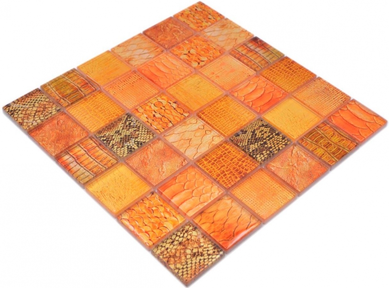 Mosaico di vetro mosaico piastrelle Snake arancione cucina bagno parete MOS78-W48