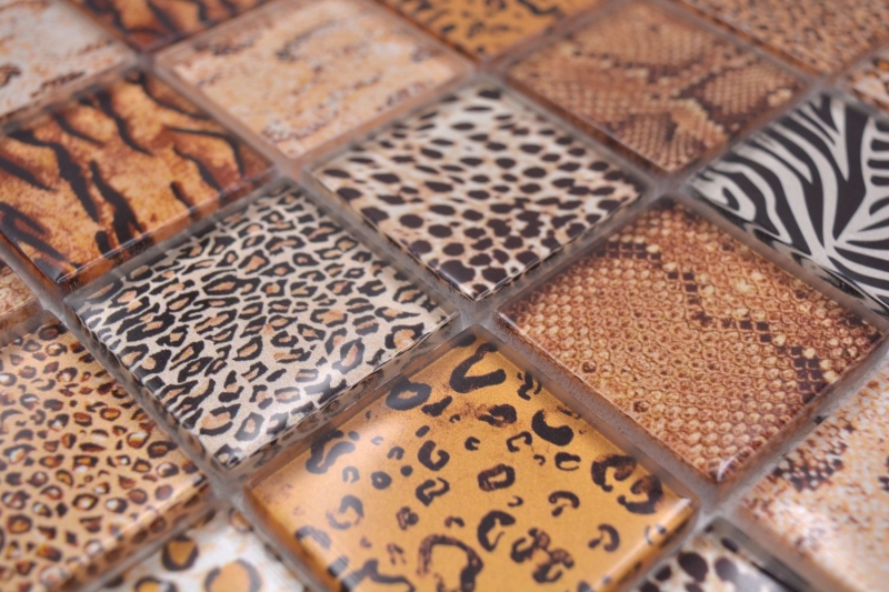 Mosaico di piastrelle di vetro mosaico safari beige marrone piastrelle specchio muro MOS78-W58