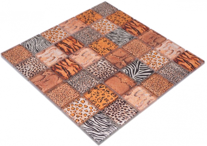 Mosaico di piastrelle di vetro mosaico safari beige marrone piastrelle specchio muro MOS78-W58