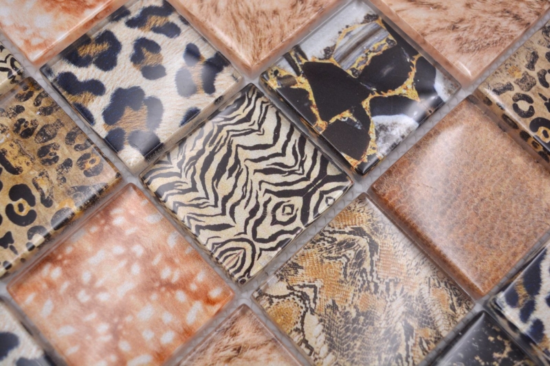 Piastrella di vetro mosaico leopardo rame marrone bagno cucina splashback MOS78-W68