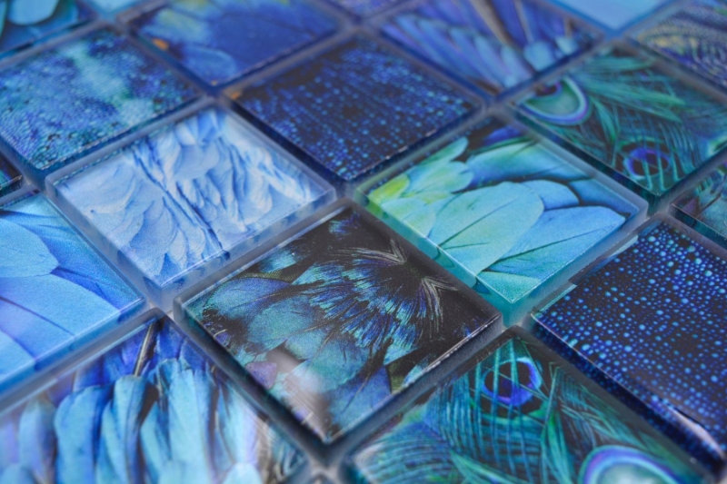 Piastrella di mosaico Mosaico di vetro Uccello blu turchese Piastrella backsplash cucina MOS78-W78