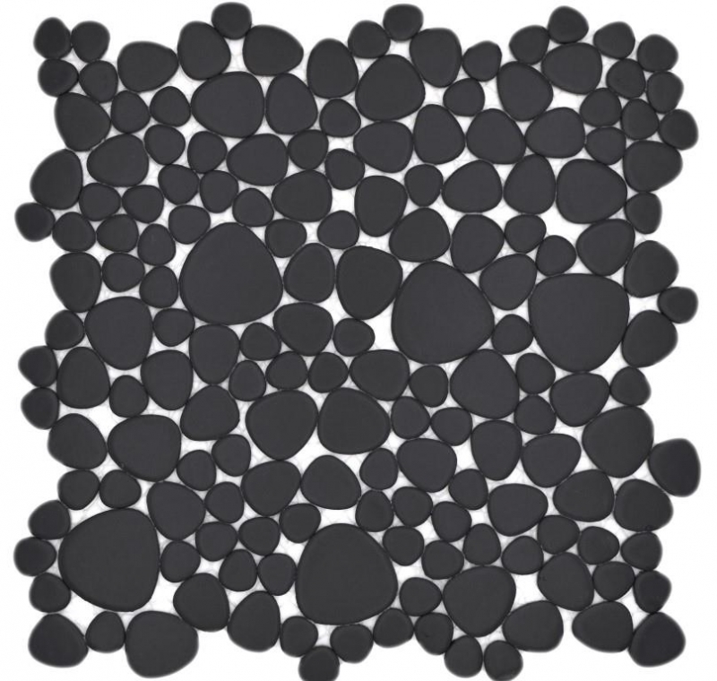 Piastrella di mosaico ceramica ciottoli uni nero opaco backsplash cucina bagno MOS12-0311_f
