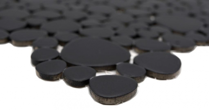Piastrella di mosaico ceramica ciottoli uni nero opaco backsplash cucina bagno MOS12-0311_f