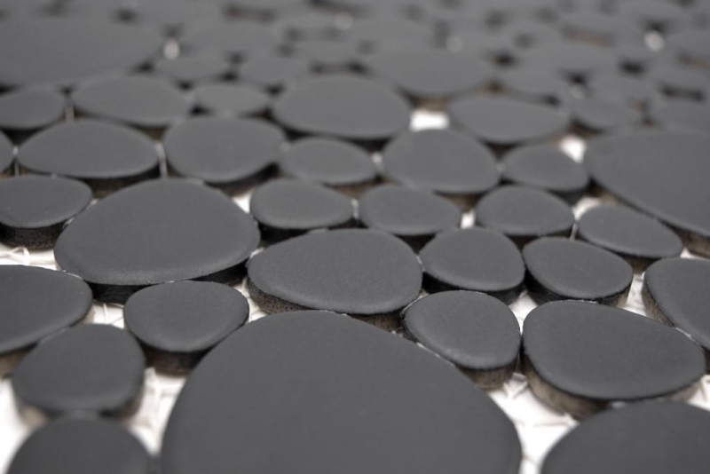 Piastrella di mosaico ceramica ciottoli uni nero opaco backsplash cucina bagno MOS12-0311_f