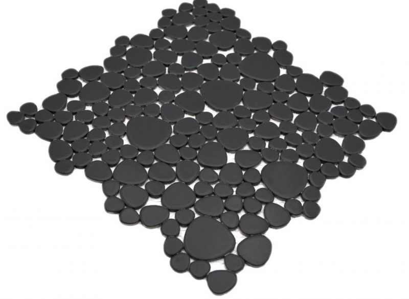 Piastrella di mosaico ceramica ciottoli uni nero opaco backsplash cucina bagno MOS12-0311_f