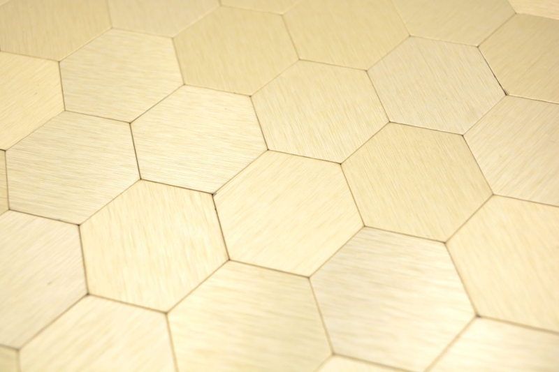 Piastrelle di mosaico Mosaici autoadesivi esagonali metallo oro parete cucina MOS200-4GHX_f